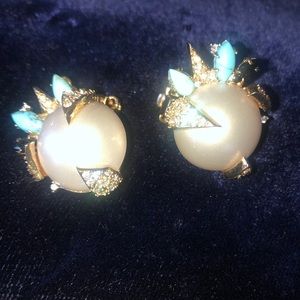 Beautiful Alexis Bittar Pearl & Turquoise Earrings